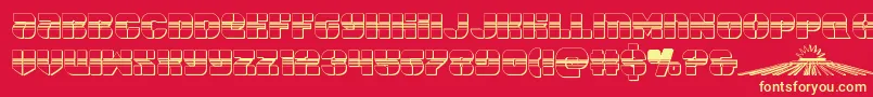 spacecruiserchrome-Schriftart – Gelbe Schriften auf rotem Hintergrund
