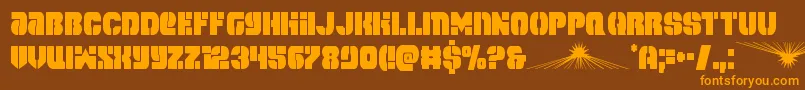 フォントspacecruisercond – オレンジ色の文字が茶色の背景にあります。