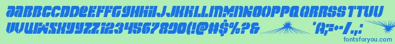 フォントspacecruisercondital – 青い文字は緑の背景です。