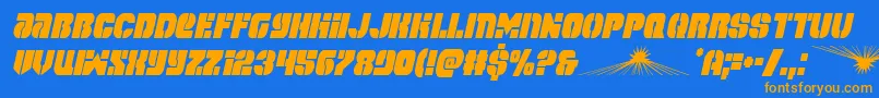 spacecruisercondital-Schriftart – Orangefarbene Schriften auf blauem Hintergrund