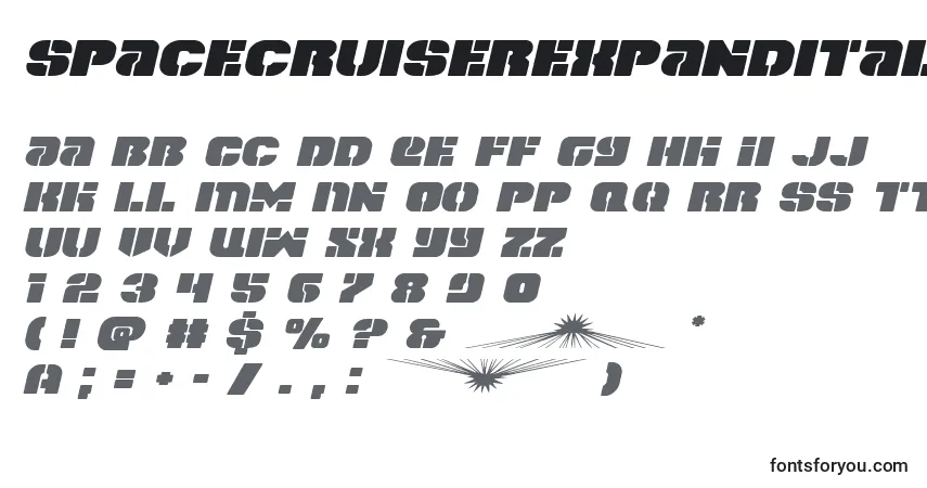 Czcionka Spacecruiserexpandital – alfabet, cyfry, specjalne znaki