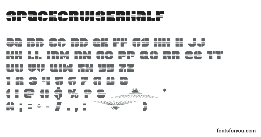 Шрифт Spacecruiserhalf – алфавит, цифры, специальные символы