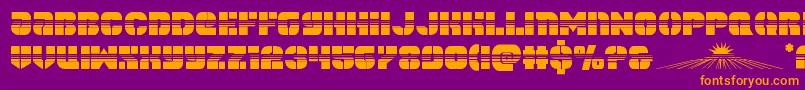 spacecruiserhalf-Schriftart – Orangefarbene Schriften auf violettem Hintergrund