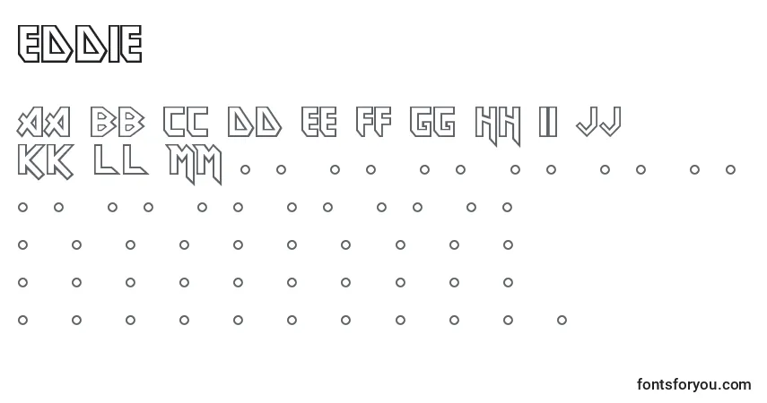 Czcionka Eddie – alfabet, cyfry, specjalne znaki