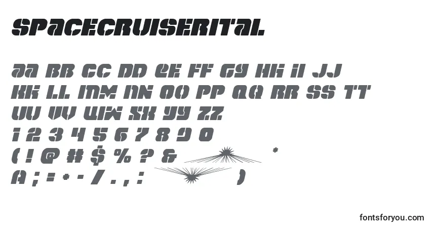 Schriftart Spacecruiserital – Alphabet, Zahlen, spezielle Symbole