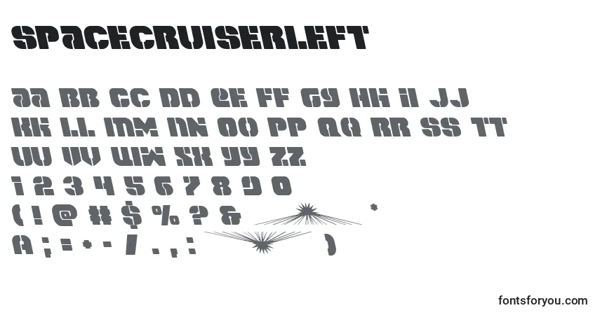 Czcionka Spacecruiserleft – alfabet, cyfry, specjalne znaki