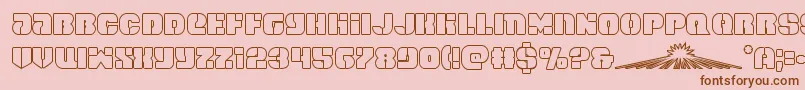 spacecruiserout-Schriftart – Braune Schriften auf rosa Hintergrund