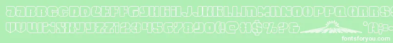 フォントspacecruiserout – 緑の背景に白い文字