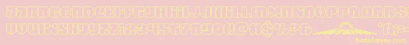 Fonte spacecruiserout – fontes amarelas em um fundo rosa