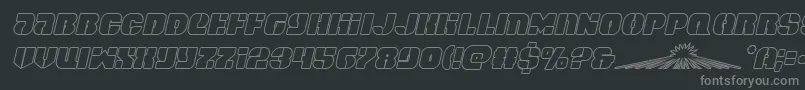 spacecruiseroutital-fontti – harmaat kirjasimet mustalla taustalla