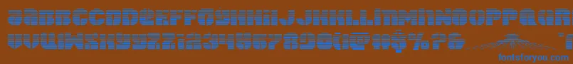 spacecruiserscan-Schriftart – Blaue Schriften auf braunem Hintergrund