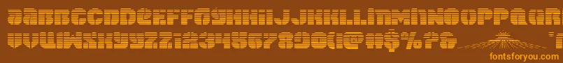 フォントspacecruiserscan – オレンジ色の文字が茶色の背景にあります。