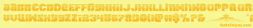 フォントspacecruiserscan – オレンジの文字が黄色の背景にあります。
