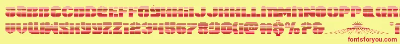 spacecruiserscan-Schriftart – Rote Schriften auf gelbem Hintergrund