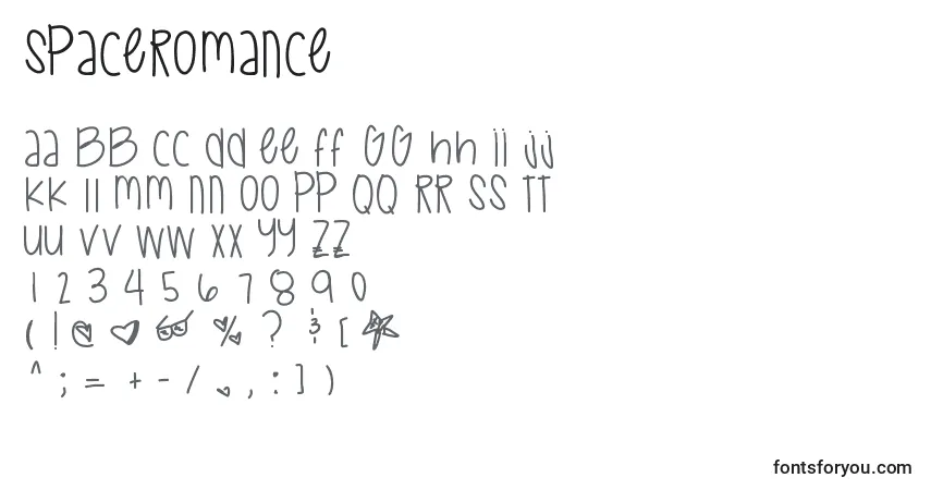 Schriftart SpaceRomance (141568) – Alphabet, Zahlen, spezielle Symbole