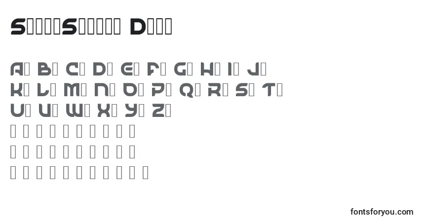 A fonte SpaceSurfer Demo – alfabeto, números, caracteres especiais