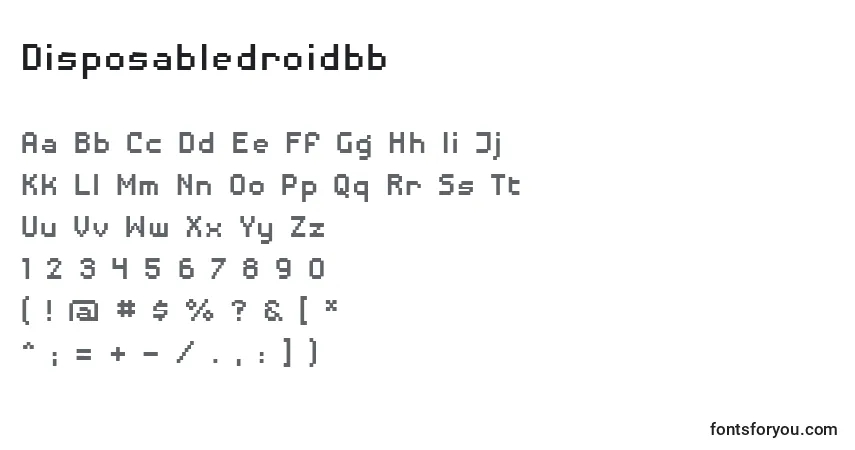 Schriftart Disposabledroidbb – Alphabet, Zahlen, spezielle Symbole