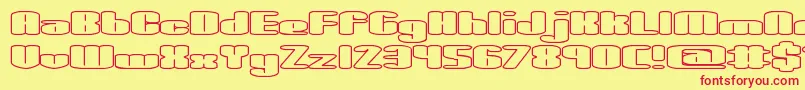 spaciouo-Schriftart – Rote Schriften auf gelbem Hintergrund