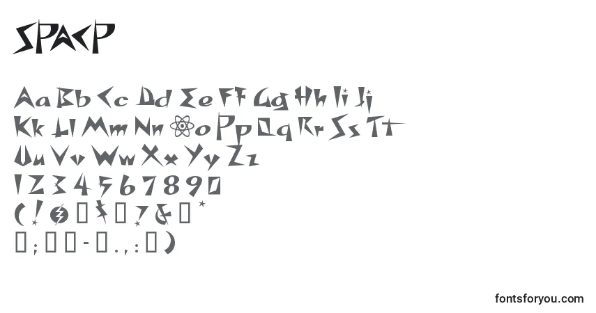 Schriftart SPACP    (141574) – Alphabet, Zahlen, spezielle Symbole