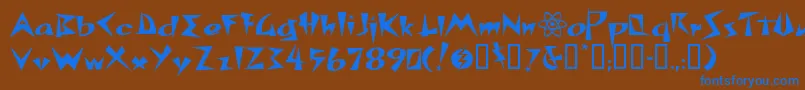 フォントSPACP    – 茶色の背景に青い文字