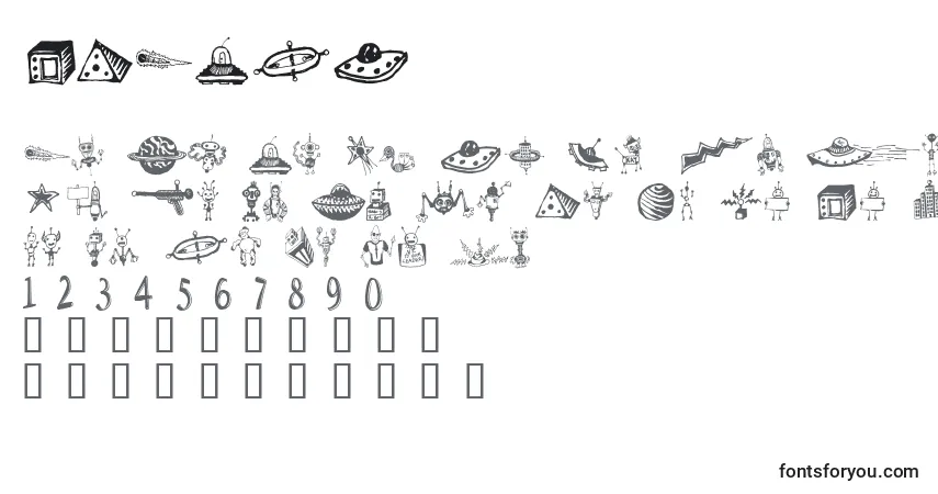 Schriftart SPACWE   (141576) – Alphabet, Zahlen, spezielle Symbole