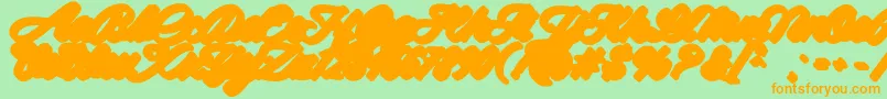 Spagheti Extrude Personal Use Font – Orange Fonts on Green Background