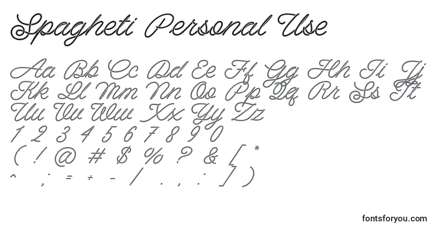Шрифт Spagheti Personal Use – алфавит, цифры, специальные символы