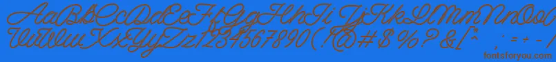 Spagheti Personal Use Font – Brown Fonts on Blue Background