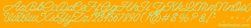 Spagheti Personal Use Font – Green Fonts on Orange Background