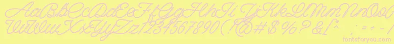 Spagheti Personal Use-Schriftart – Rosa Schriften auf gelbem Hintergrund