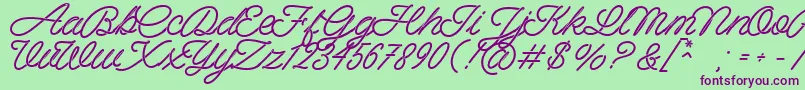 Spagheti Personal Use Font – Purple Fonts on Green Background