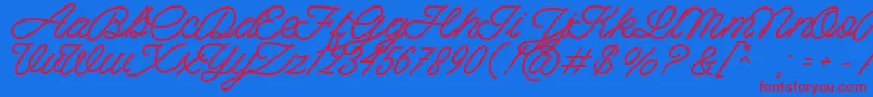 Spagheti Personal Use-Schriftart – Rote Schriften auf blauem Hintergrund