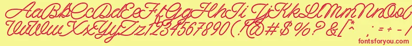 フォントSpagheti Personal Use – 赤い文字の黄色い背景