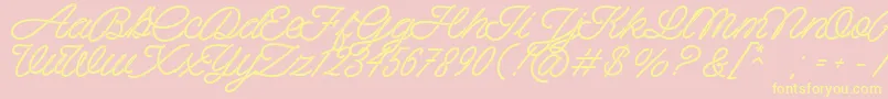 Spagheti Personal Use-Schriftart – Gelbe Schriften auf rosa Hintergrund