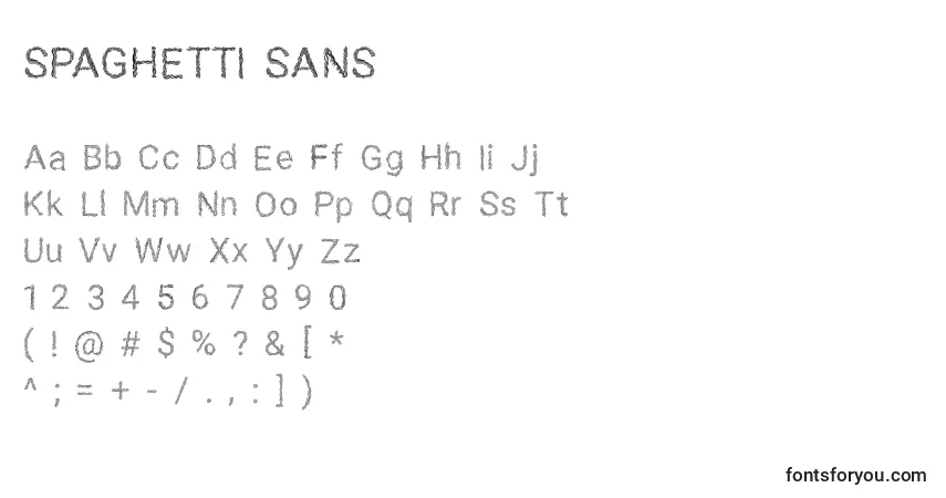 SPAGHETTI SANS-fontti – aakkoset, numerot, erikoismerkit