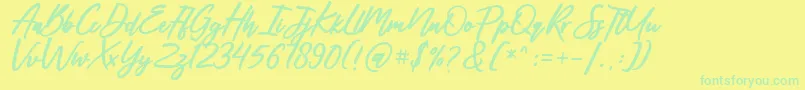 Weitere Informationen zur Spanish Dancer-Schriftart Spanish Dancer-Schriftart – Grüne Schriften auf gelbem Hintergrund