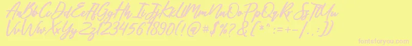 Fonte Spanish Dancer – fontes rosa em um fundo amarelo