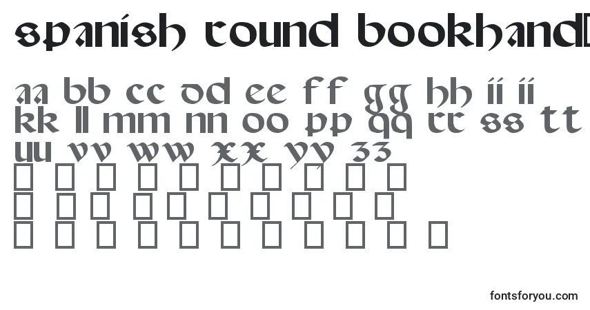 A fonte Spanish Round Bookhand, 16th c – alfabeto, números, caracteres especiais