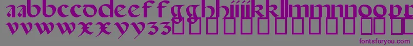 Spanish Round Bookhand, 16th c-Schriftart – Violette Schriften auf grauem Hintergrund