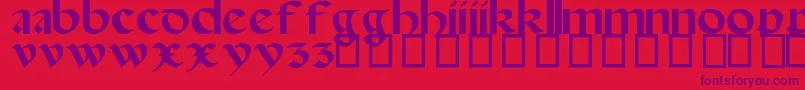 Spanish Round Bookhand, 16th c Font – Purple Fonts on Red Background