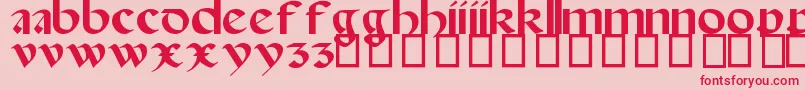 フォントSpanish Round Bookhand, 16th c – ピンクの背景に赤い文字