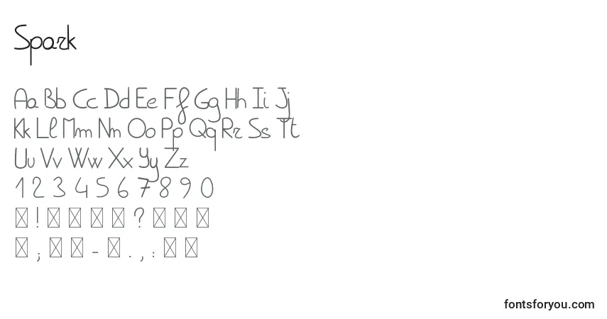 Czcionka Spark – alfabet, cyfry, specjalne znaki