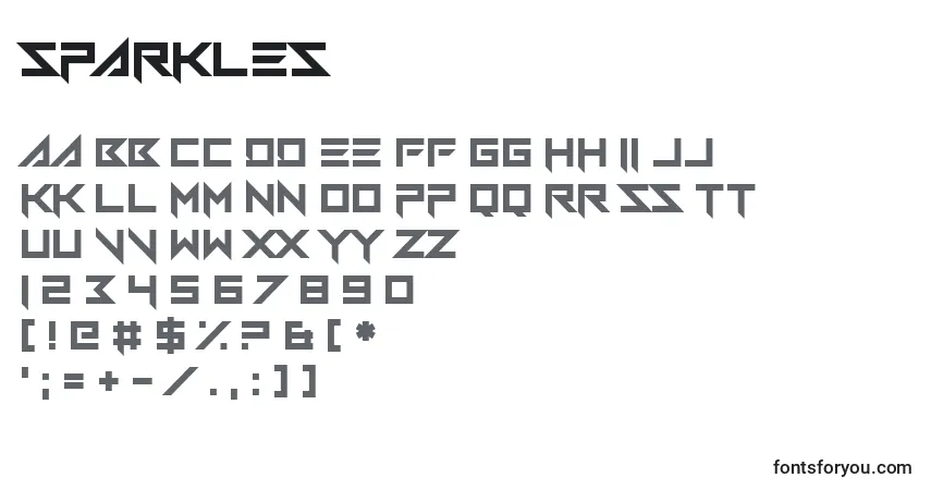 Schriftart Sparkles – Alphabet, Zahlen, spezielle Symbole
