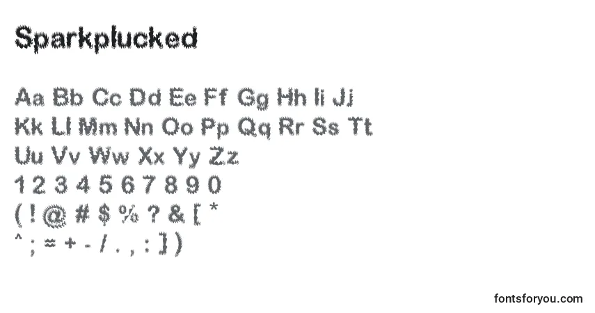 Sparkplucked-fontti – aakkoset, numerot, erikoismerkit