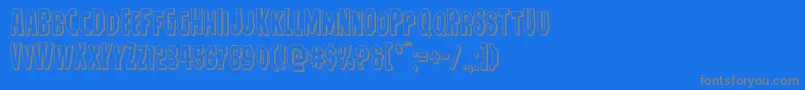 Hitchblock3D-Schriftart – Graue Schriften auf blauem Hintergrund