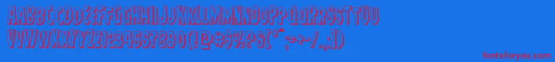 Hitchblock3D-Schriftart – Rote Schriften auf blauem Hintergrund