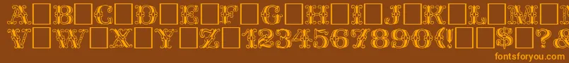 Spatz Plain-Schriftart – Orangefarbene Schriften auf braunem Hintergrund