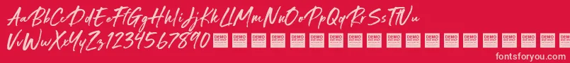 Fonte Special Request   Demo – fontes rosa em um fundo vermelho