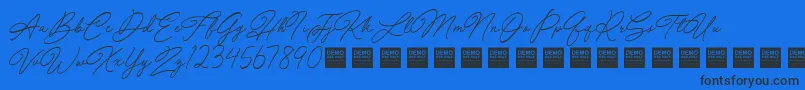 Special Touch   Demo-Schriftart – Schwarze Schriften auf blauem Hintergrund