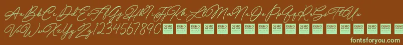 Czcionka Special Touch   Demo – zielone czcionki na brązowym tle